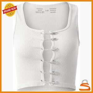 Sexy Square Neck Ribbed Crop Top Open Back Hollow Out Design Summer
